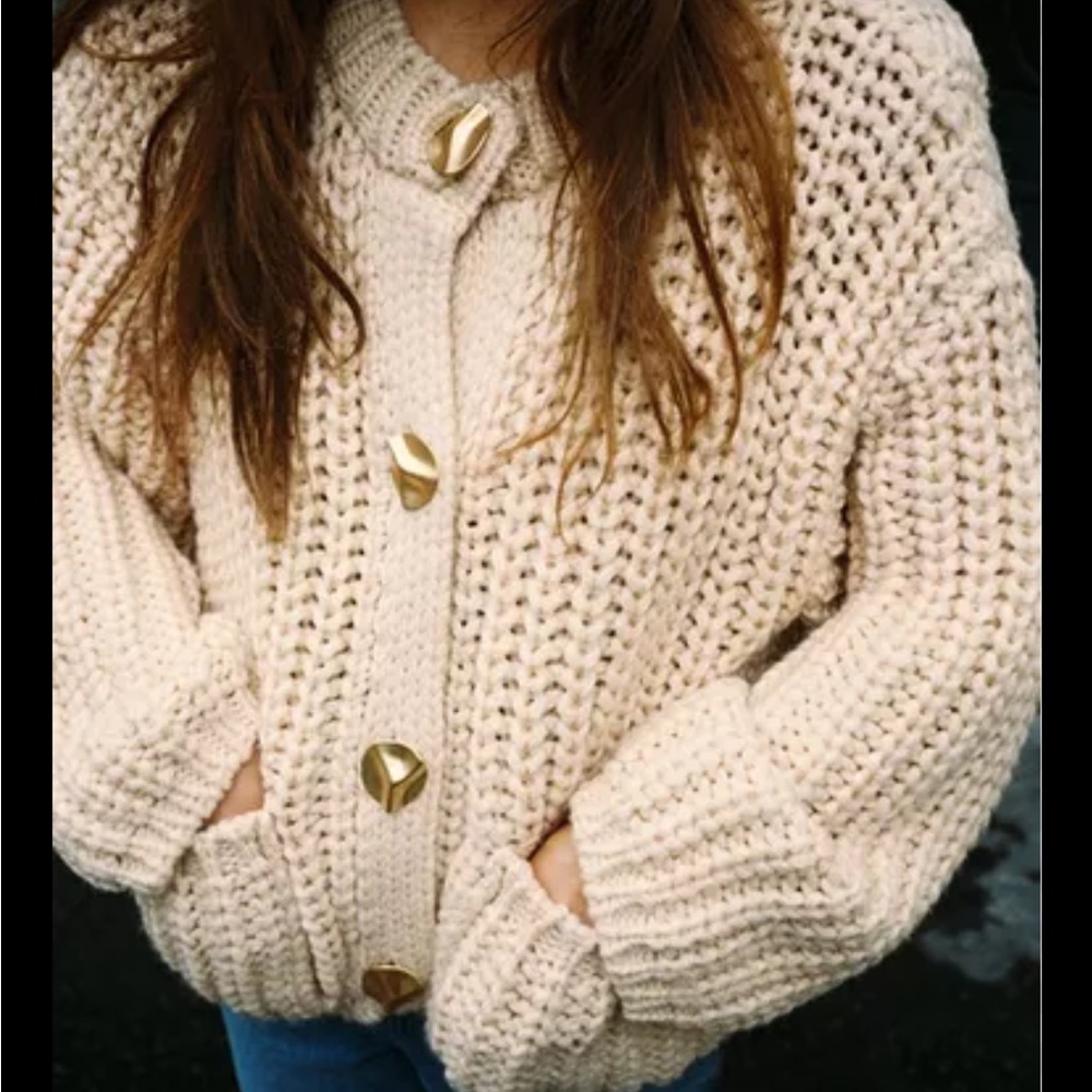 Zara NWT chunky knit cardigan sweater 5802/113